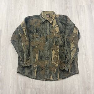 VINTAGE 90s Deerskin Camoflauge Camo Long Sleeve Button Shirt Size Extra Large
